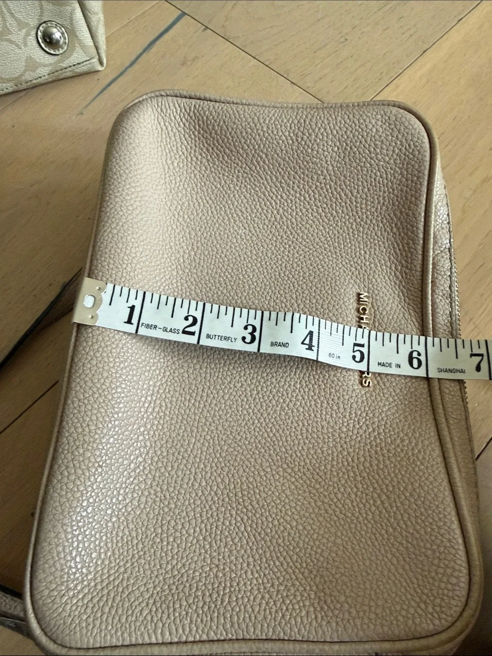 Michael Kors Taupe Pebbled Leather Crossbody with Gold Chain